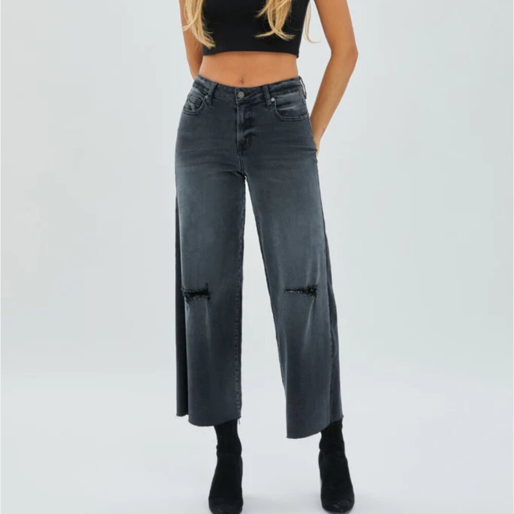 Hidden Nori Charcoal Cropped Wide Leg Jean